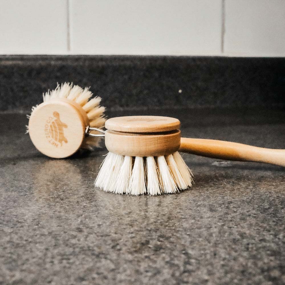 Dish Brush Replacement Head On Kitchen Counter For Cleaning