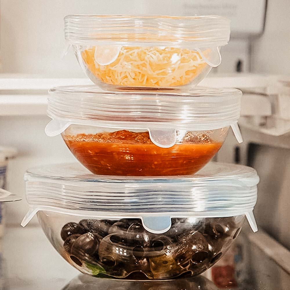 Stack Leftovers With Reusable Food And Container Lids Silicone Stretch Lids